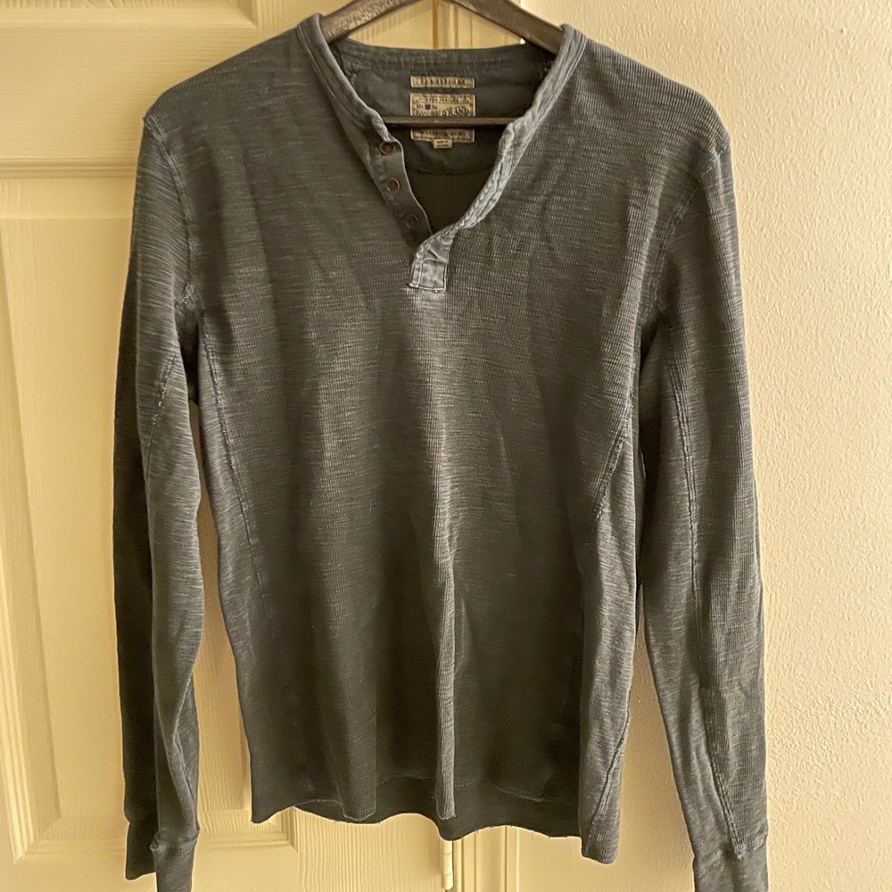 Lucky brand black waffle knit Henley